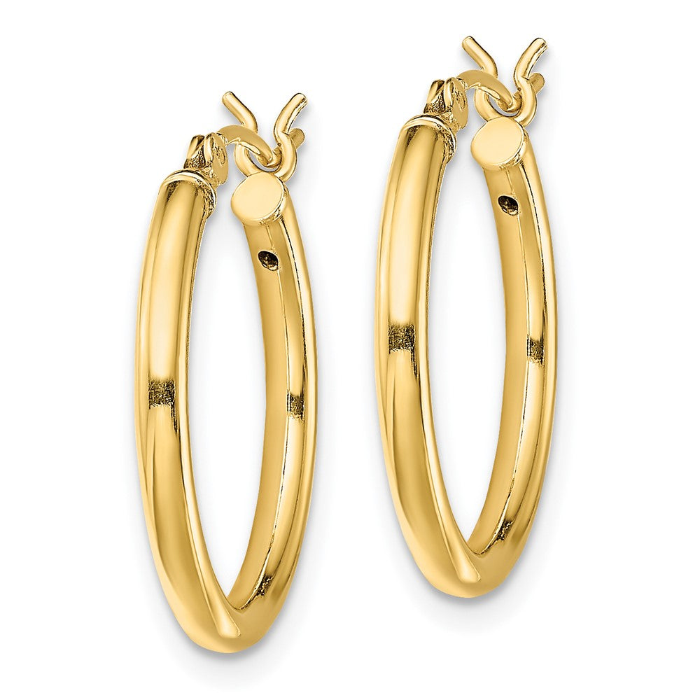 QE13142 Sterling Silver Gold-Tone Polished 2x20mm Hoop Earrings