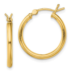 QE13142 Sterling Silver Gold-Tone Polished 2x20mm Hoop Earrings