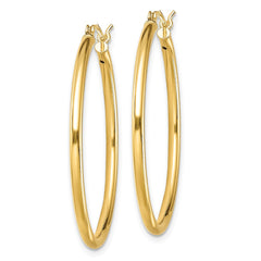 QE13143 Sterling Silver Gold-Tone Polished 2x35mm Hoop Earrings