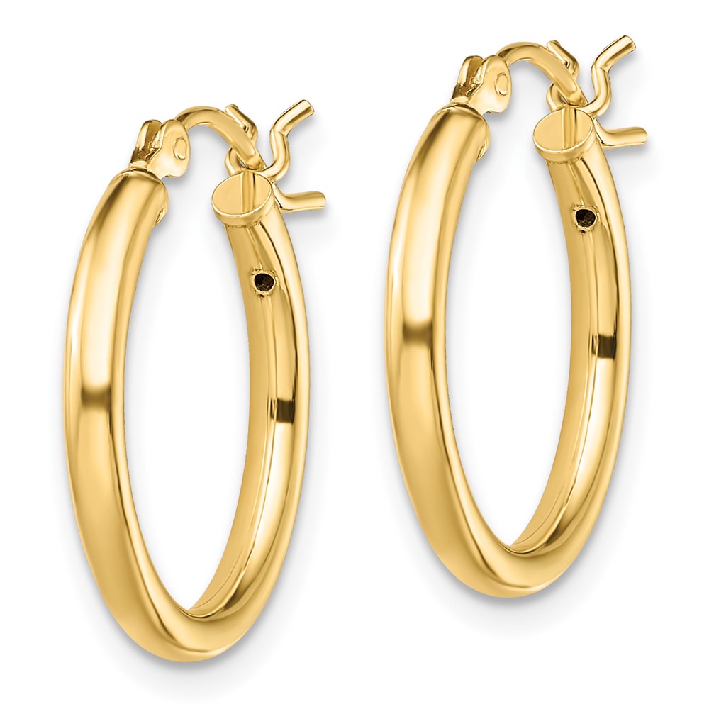 QE13144 Sterling Silver Gold-Tone Polished 2x18mm Hoop Earrings