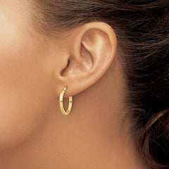 QE13144 Sterling Silver Gold-Tone Polished 2x18mm Hoop Earrings