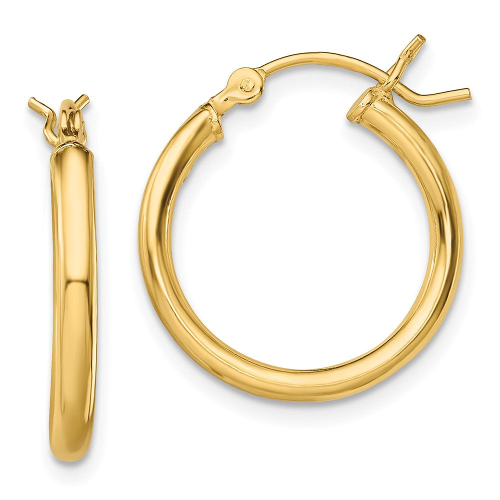 QE13144 Sterling Silver Gold-Tone Polished 2x18mm Hoop Earrings