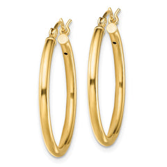 QE13145 Sterling Silver Gold-Tone Polished 2x25mm Hoop Earrings
