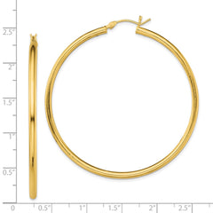 QE13148 Sterling Silver Gold-Tone Polished 2.5x55mm Hoop Earrings