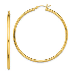 QE13148 Sterling Silver Gold-Tone Polished 2.5x55mm Hoop Earrings