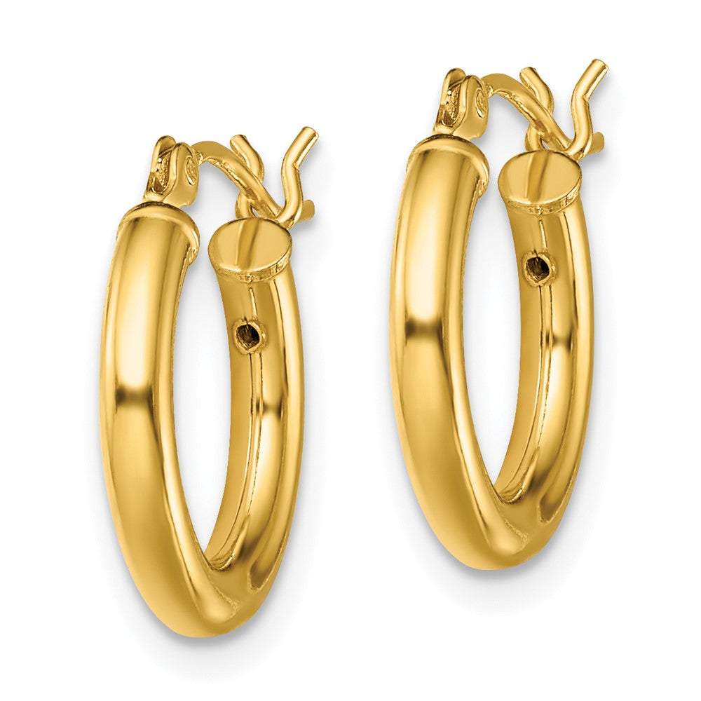 QE13149 Sterling Silver Gold-Tone Polished 2.5x15mm Hoop Earrings