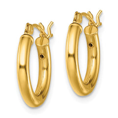 QE13149 Sterling Silver Gold-Tone Polished 2.5x15mm Hoop Earrings