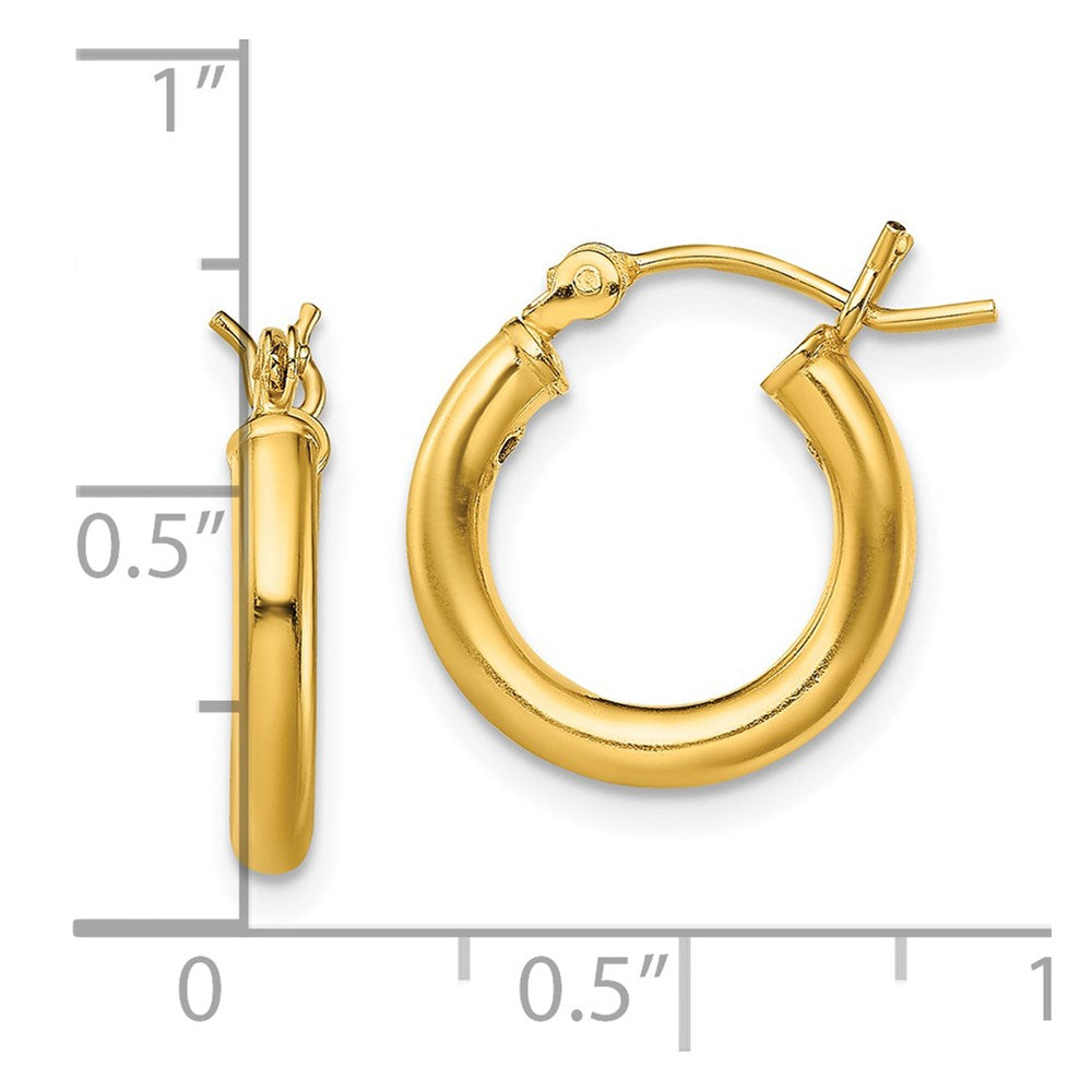 QE13149 Sterling Silver Gold-Tone Polished 2.5x15mm Hoop Earrings