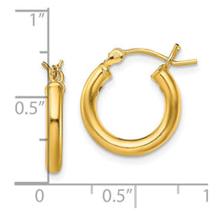QE13149 Sterling Silver Gold-Tone Polished 2.5x15mm Hoop Earrings