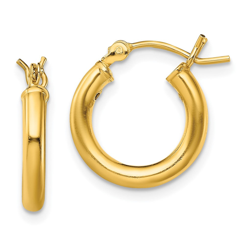 QE13149 Sterling Silver Gold-Tone Polished 2.5x15mm Hoop Earrings