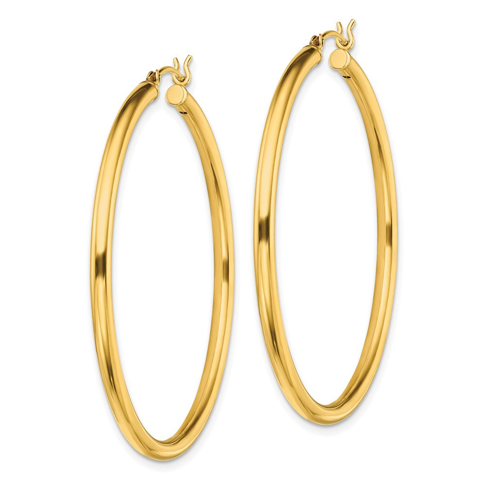 QE13150 Sterling Silver Gold-Tone Polished 2.5x45mm Hoop Earrings