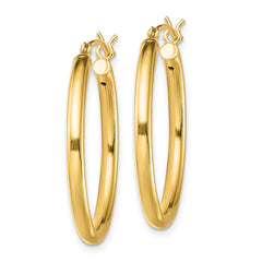 QE13152 Sterling Silver Gold-Tone Polished 2.5x28mm Hoop Earrings