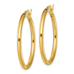 QE13153 Sterling Silver Gold-Tone Polished 2.5x35mm Hoop Earrings