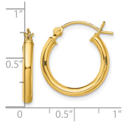 QE13154 Sterling Silver Gold-Tone Polished 2.5x18mm Hoop Earrings