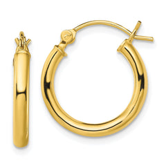 QE13154 Sterling Silver Gold-Tone Polished 2.5x18mm Hoop Earrings