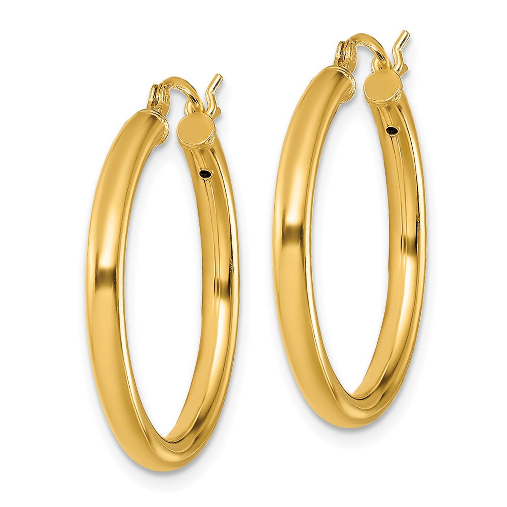QE13156 Sterling Silver Gold-Tone Polished 2.5x25mm Hoop Earrings