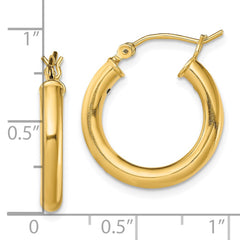 QE13163 Sterling Silver Gold-Tone Polished 3x20mm Hoop Earrings