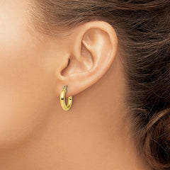 QE13168 Sterling Silver Gold-Tone Polished 3x16mm Hoop Earrings