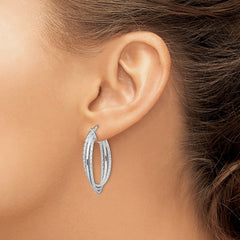 QE13191 Sterling Silver Rhodium-plated Polished and Textured Triple Hoops