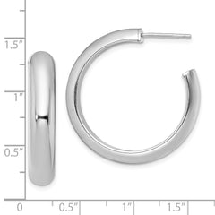 QE13209 Sterling Silver Rhodium-plated Polished 6mm Post Hoops