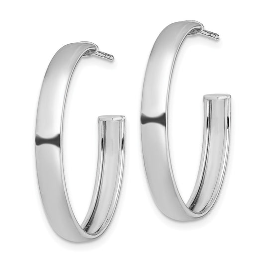 QE13210 Sterling Silver Rhodium-plated Polished 3.8mm Post Hoops