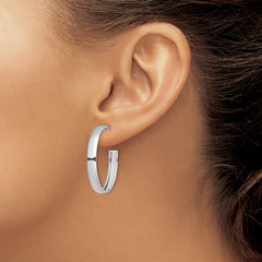 QE13210 Sterling Silver Rhodium-plated Polished 3.8mm Post Hoops
