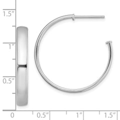 QE13210 Sterling Silver Rhodium-plated Polished 3.8mm Post Hoops