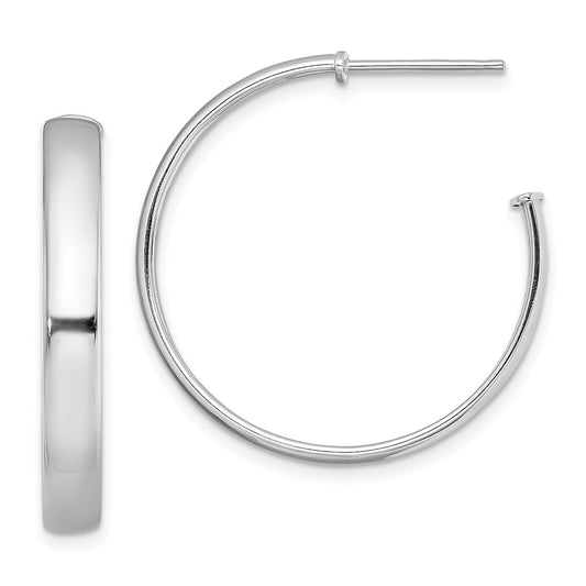 QE13210 Sterling Silver Rhodium-plated Polished 3.8mm Post Hoops