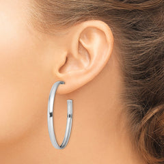 QE13214 Sterling Silver Rhodium-plated Polished 3.8mm Post Hoops