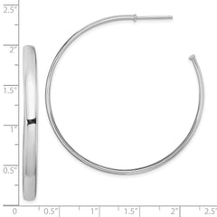 QE13214 Sterling Silver Rhodium-plated Polished 3.8mm Post Hoops