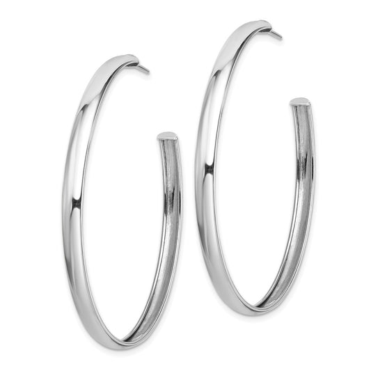 QE13215 Sterling Silver Rhodium-plated Polished 3.8mm Post Hoops