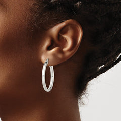 QE13241 Sterling Silver Polished 3.5mm Round Hoop Earrings