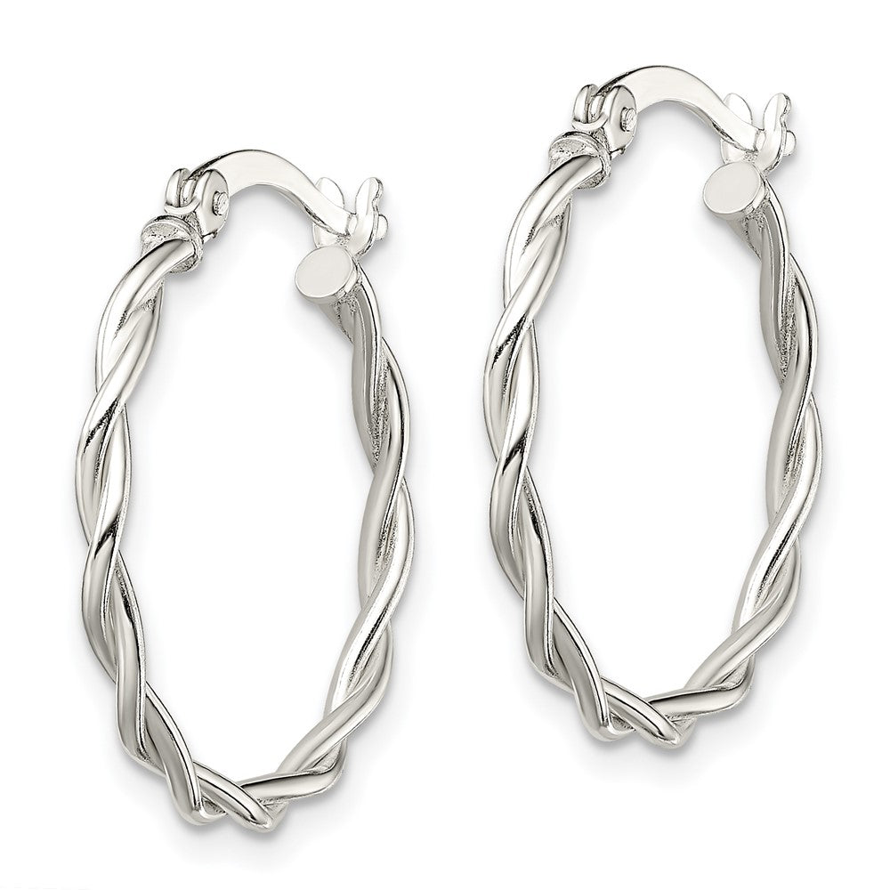 QE13242 Sterling Silver Polished Braided Hoop Earrings