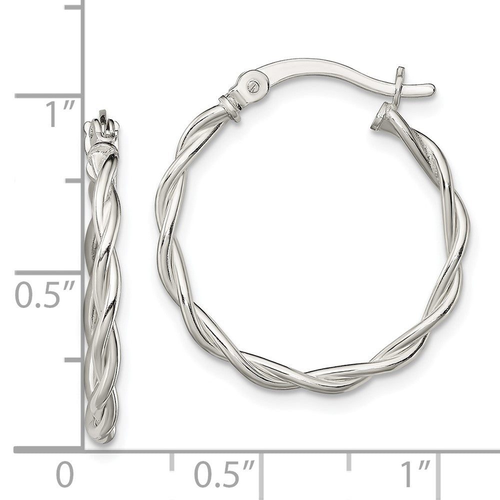 QE13242 Sterling Silver Polished Braided Hoop Earrings