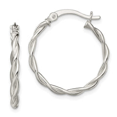 QE13242 Sterling Silver Polished Braided Hoop Earrings