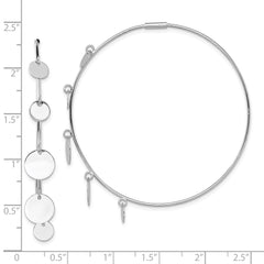 QE13274 Sterling Silver Rhodium-plated Polished & Discs Round Hoop Earrings