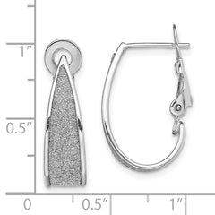 QE13280 Sterling Silver RH-pltd Enamel Glitter Fabric Omega Back J-Hoop Earrings