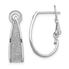 QE13280 Sterling Silver RH-pltd Enamel Glitter Fabric Omega Back J-Hoop Earrings