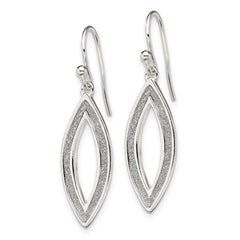 QE13290 Sterling Silver Polished Enamel Glitter Fabric Marquise Dangle Earrings