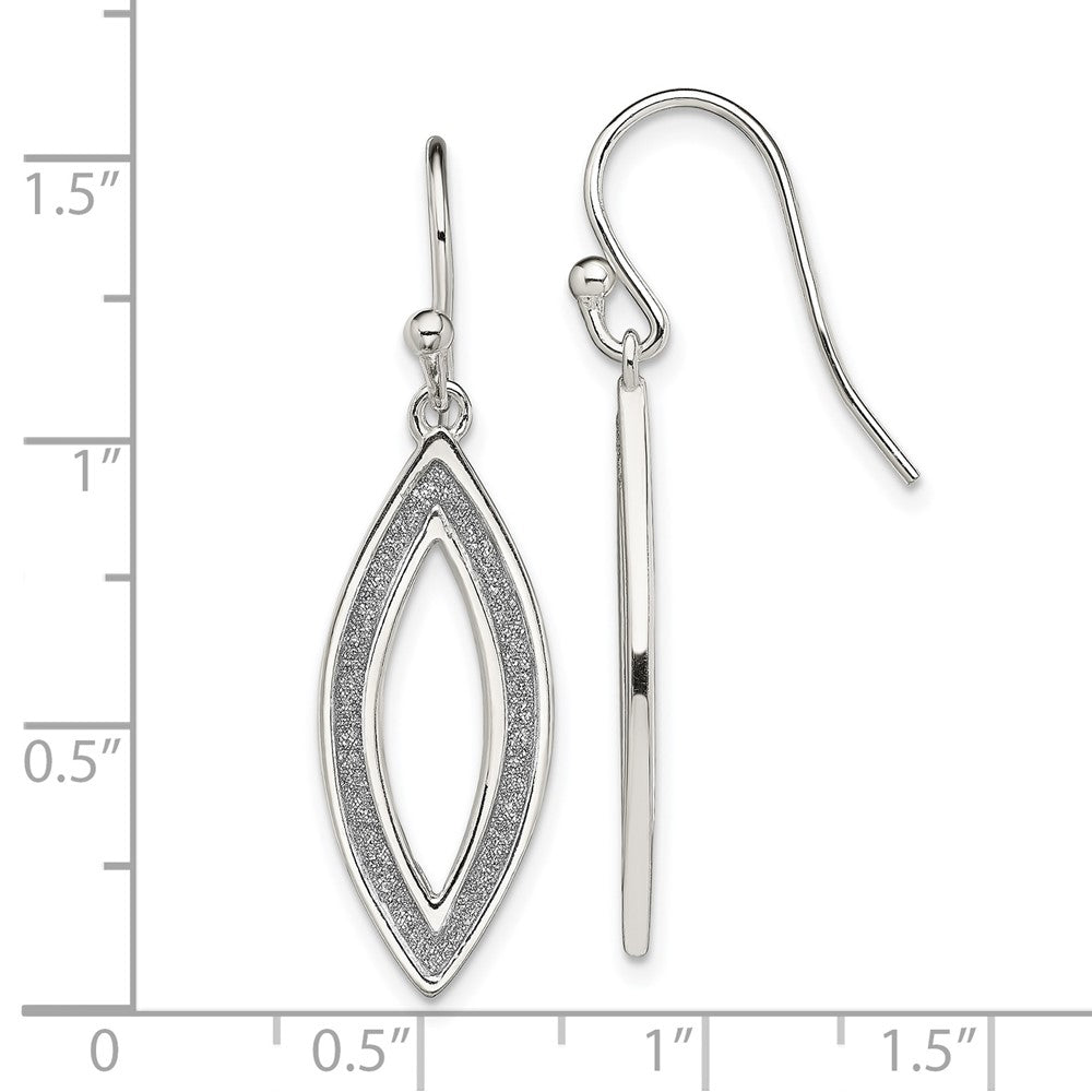 QE13290 Sterling Silver Polished Enamel Glitter Fabric Marquise Dangle Earrings