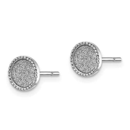 QE13295 Sterling Silver Rhodium-plated Enamel Glitter Fabric Round Post Earrings