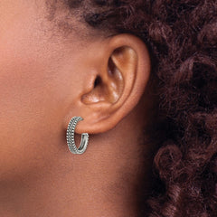 QE13304 Sterling Silver Antiqued Hoop Post Earrings