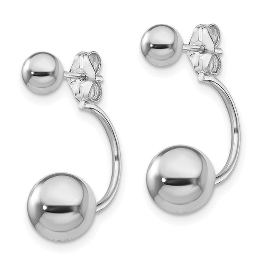 QE13314 Sterling Silver Rhodium-plated Front and Back Ball Post Earrings