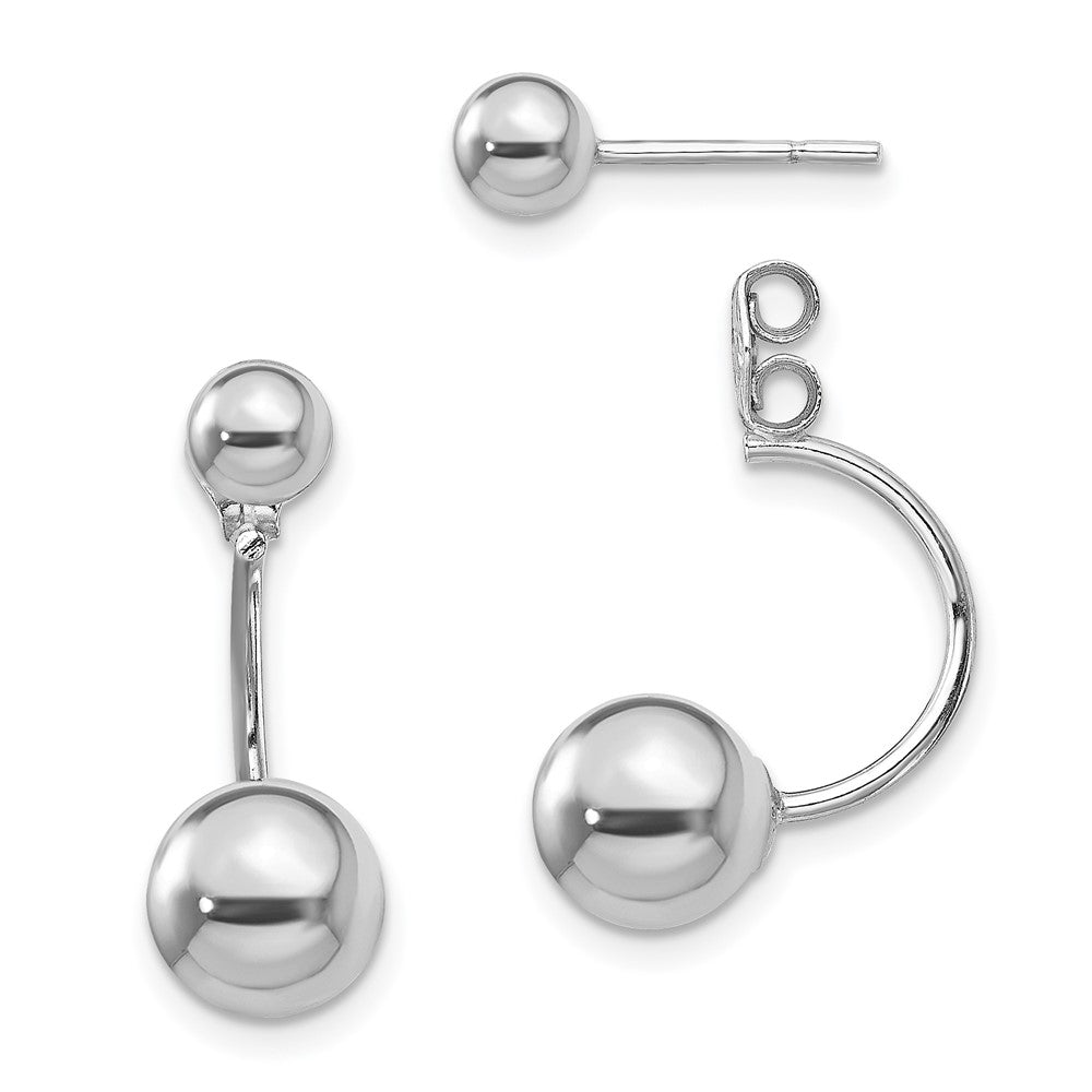 QE13314 Sterling Silver Rhodium-plated Front and Back Ball Post Earrings