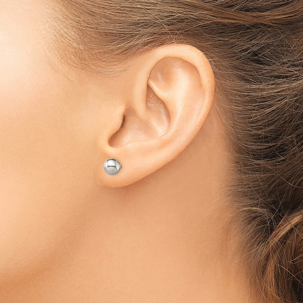 QE13321 Sterling Silver Polished 6mm/10mm Ball Front Back Post Earrings