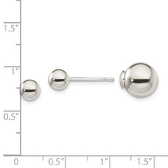 QE13321 Sterling Silver Polished 6mm/10mm Ball Front Back Post Earrings