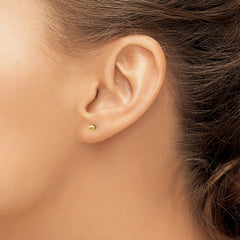 QE13329 Sterling Silver Gold-Tone Polished 3mm Ball Post Earrings