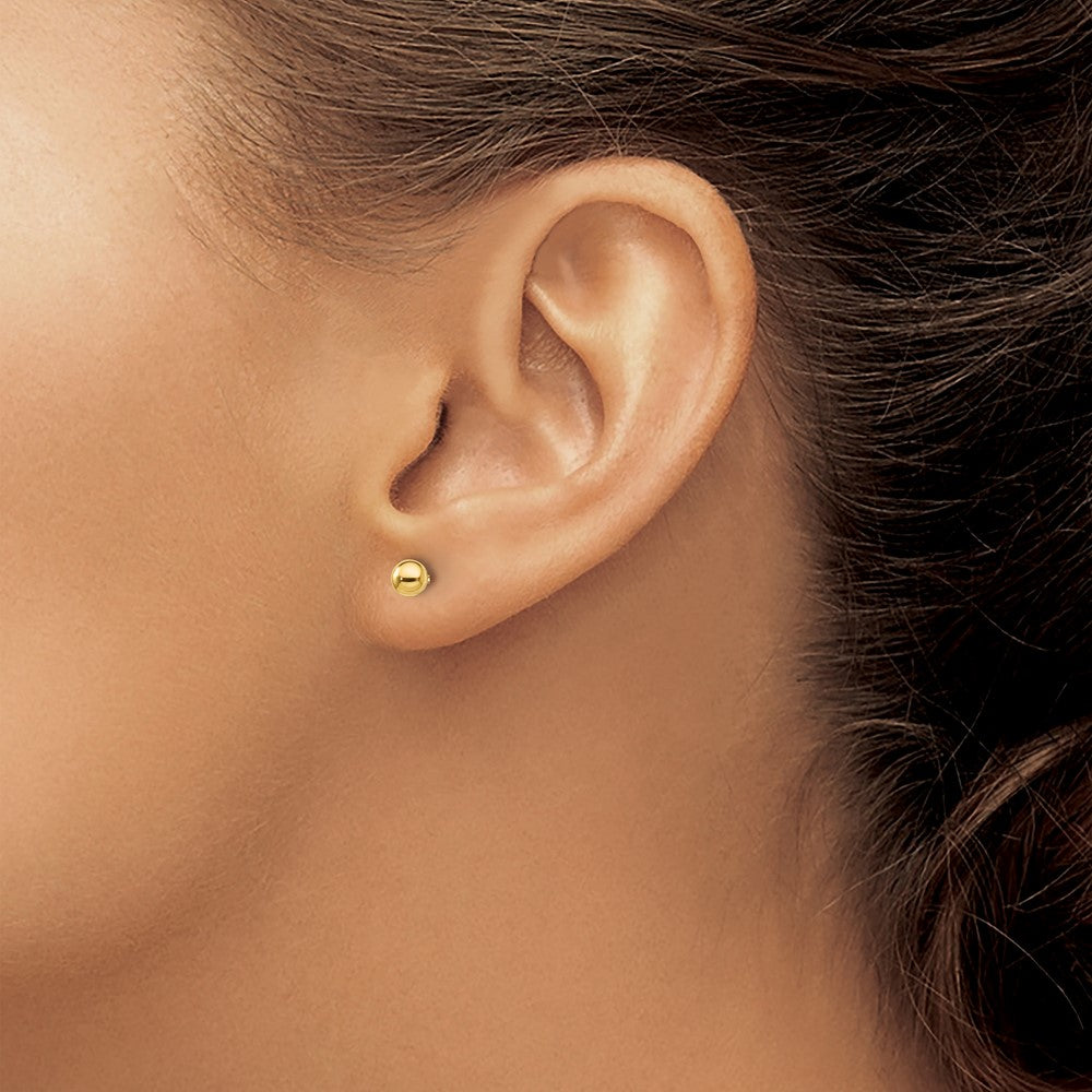 QE13330 Sterling Silver Gold-Tone Polished 4mm Ball Post Earrings