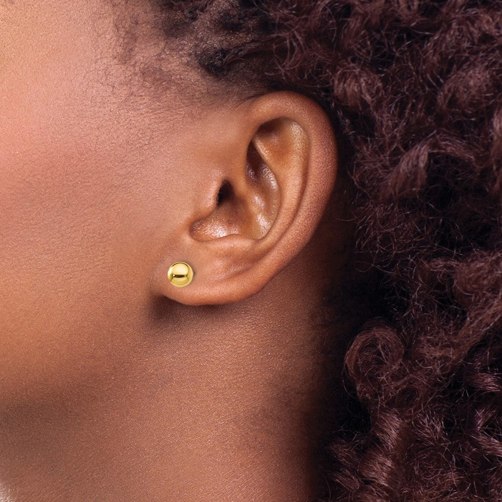 QE13332 Sterling Silver Gold-Tone Polished 6mm Ball Post Earrings