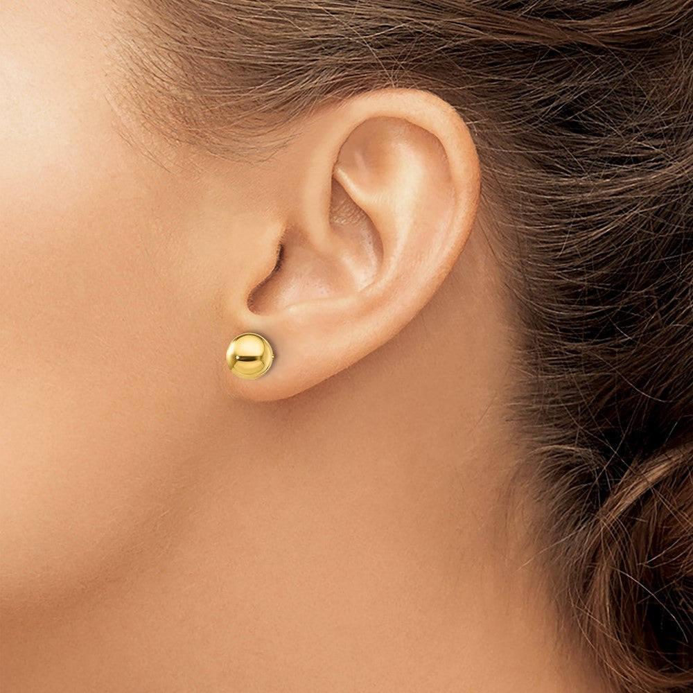 QE13334 Sterling Silver Gold-Tone Polished 8mm Ball Post Earrings